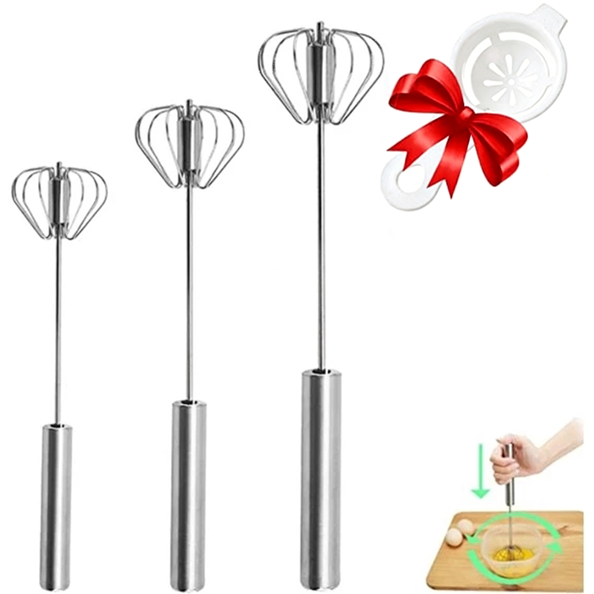Kitchen Appliances Electronics - 1/3pcs Stainless Steel Egg Beater Durable