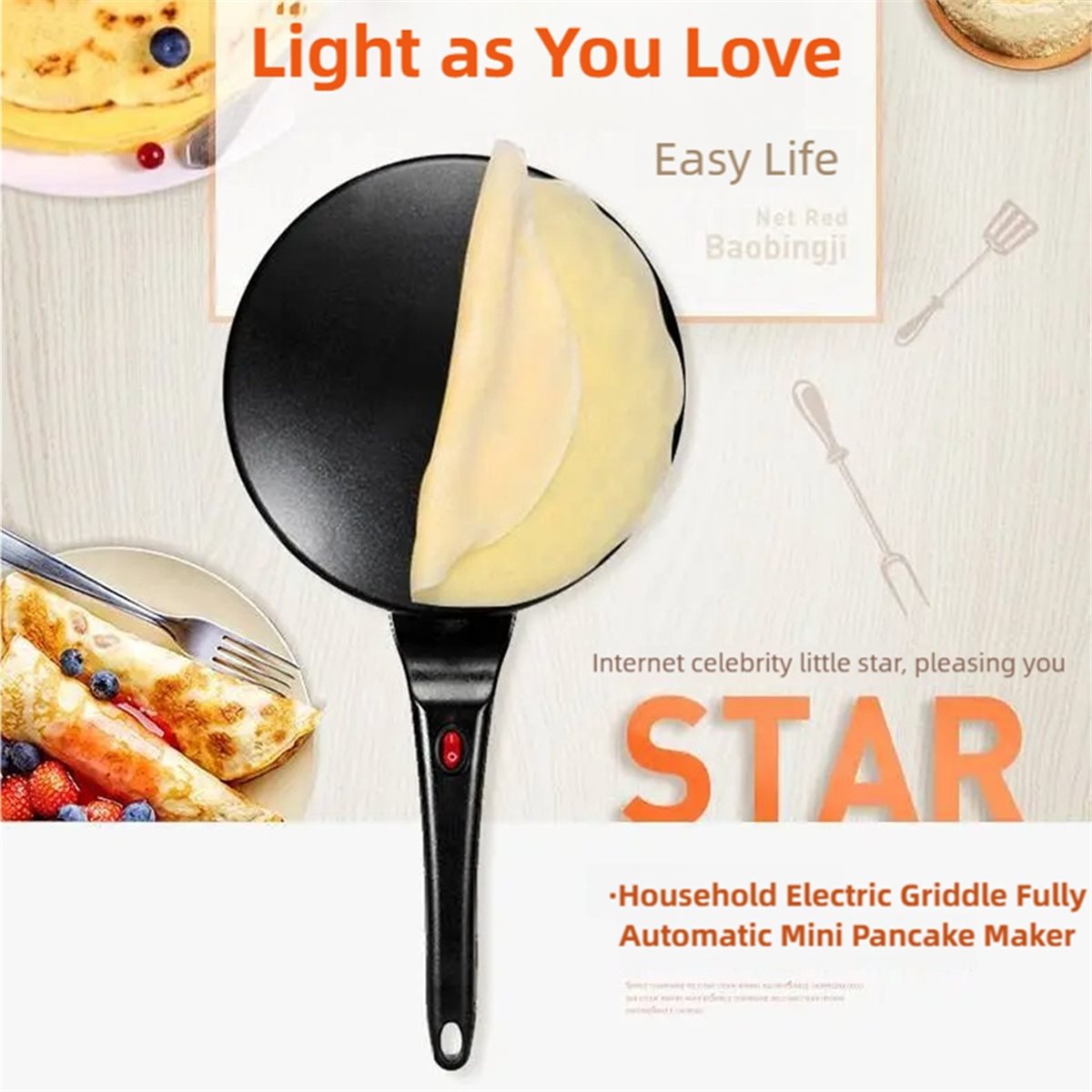 M10K Crepe Maker Electric, Cre - Crepe Maker Non Stick recension och pris