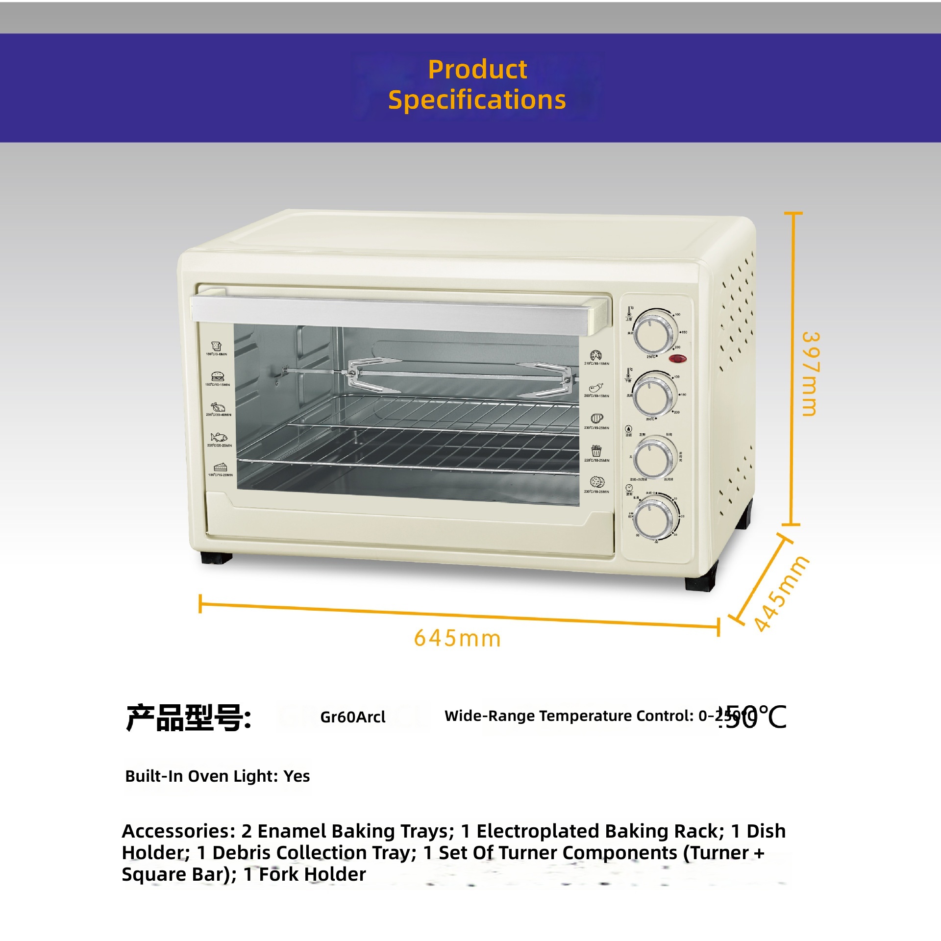 Electric Oven 60L, 4-Tier Baki - Kitchen Appliances Gift Ideas recension och pris